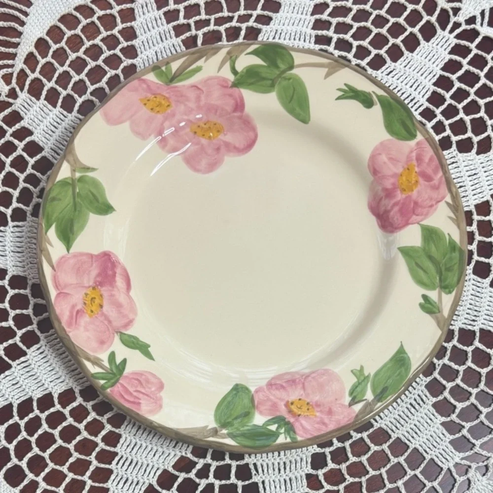 Franciscan Desert Rose 10” Dinner Plates  Vintage Hand Painted England 4 Pc Set
